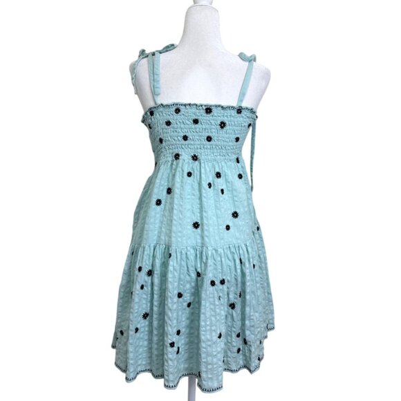 Tanya Taylor Swim Cover-Up Lina Dress Sundress Embroidered Smocked Cotton Size S - Picture 3 of 9